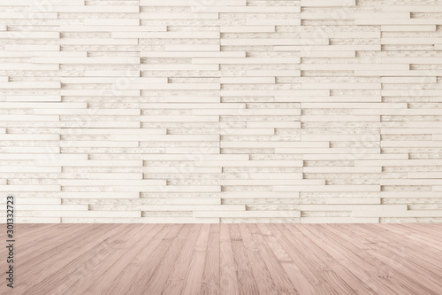 Wood floor with granite jigsaw tile wall pattern textured background in red brown