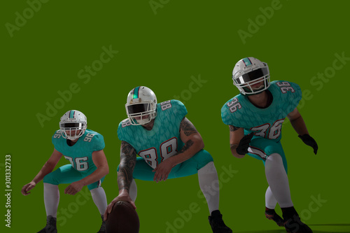 American football isolated on green screen.