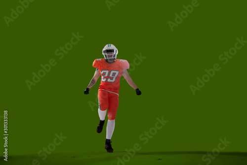 American football isolated on green screen.