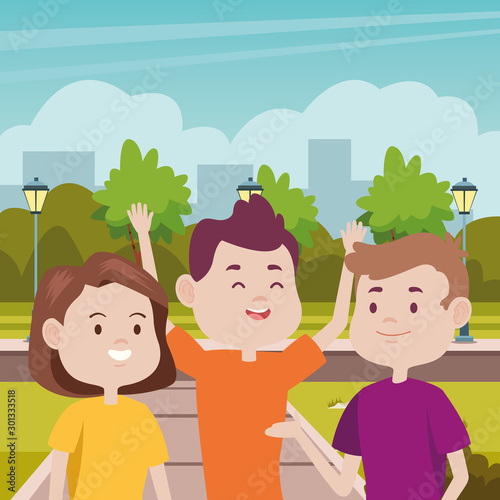 young people characters in the park