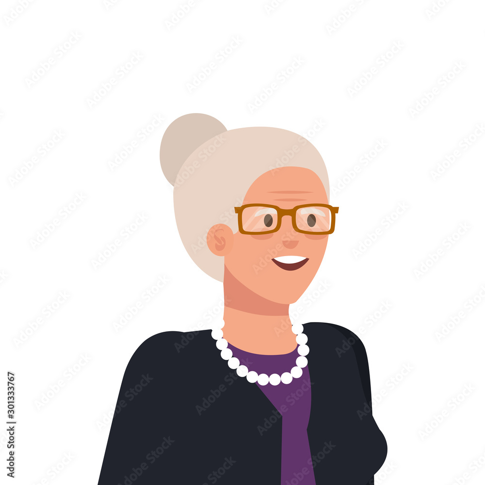 old woman elegant avatar character vector illustration design