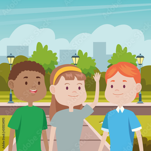 young people characters in the park