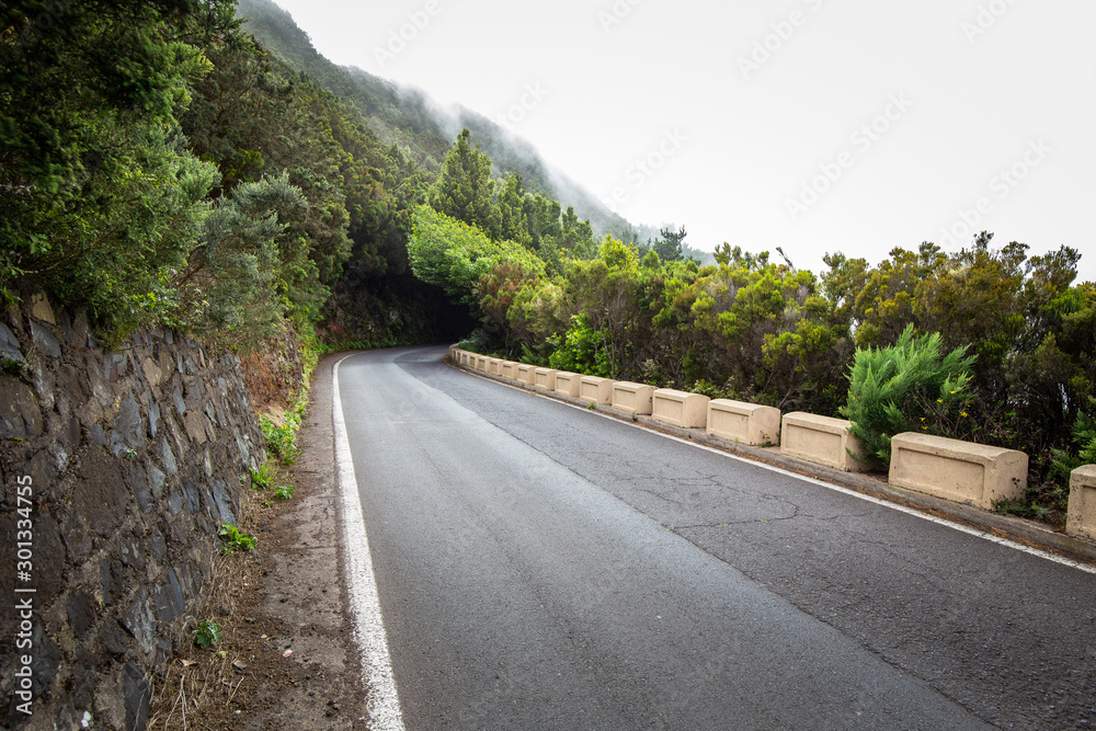 Picturesque road in Anaga park in Tenerife
