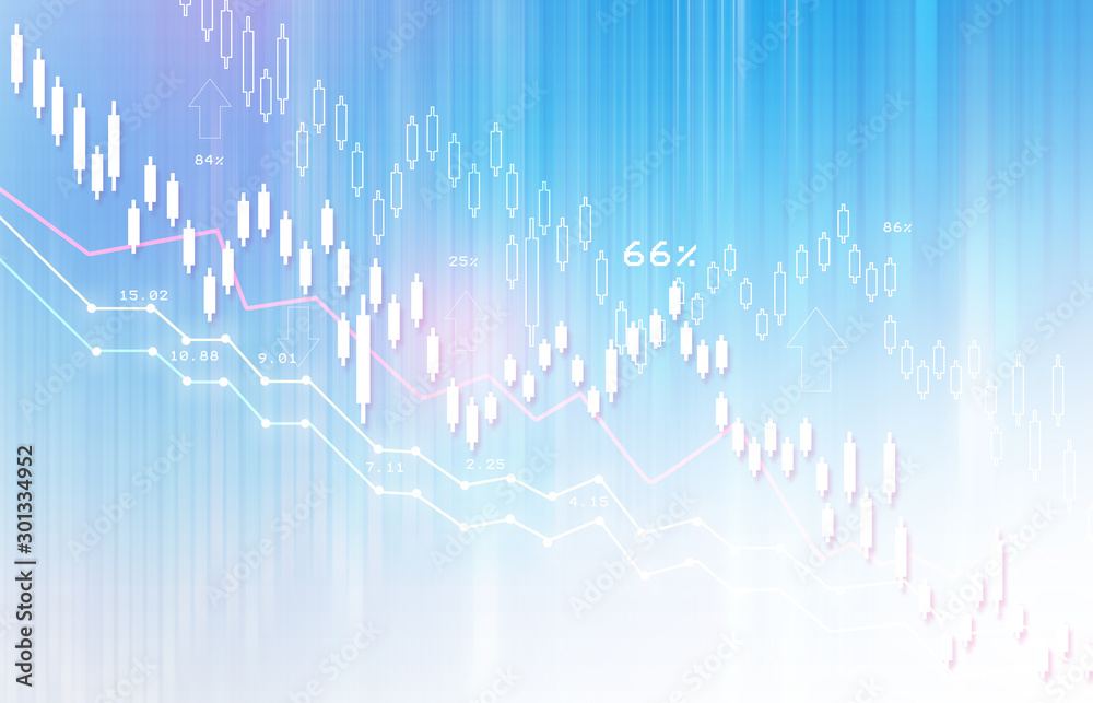 Financial stock market graph with candlestick chart. Stock trading concept. 2d illustration Financial stock market graph with candlestick chart. Stock trading concept. 2d illustration
