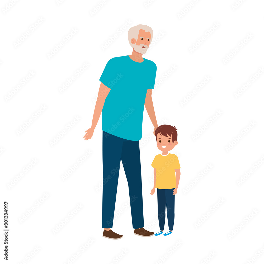grandfather with grandson avatar character vector illustration design