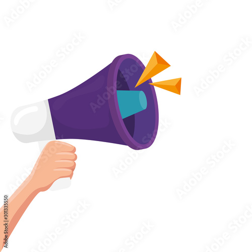 hand with megaphone isolated icon vector illustration design