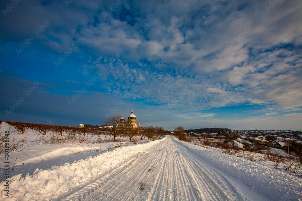 Beautiful view of the Orthodox church in the winter Beautiful view of the Orthodox church in the winter