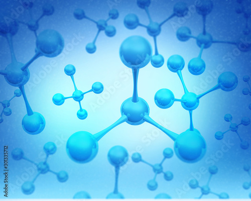 Abstract molecules structure, science  background. 3d illustration .