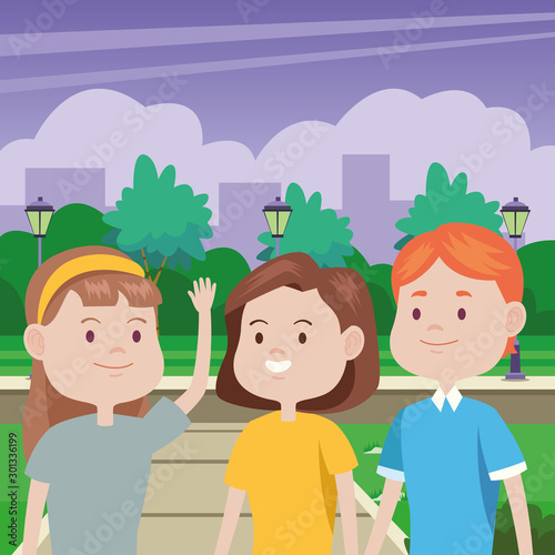 young people characters in the park