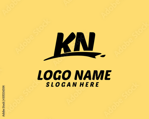 KN Initial with splash logo vector