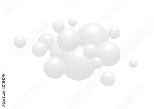 3d white bubbles collected in group