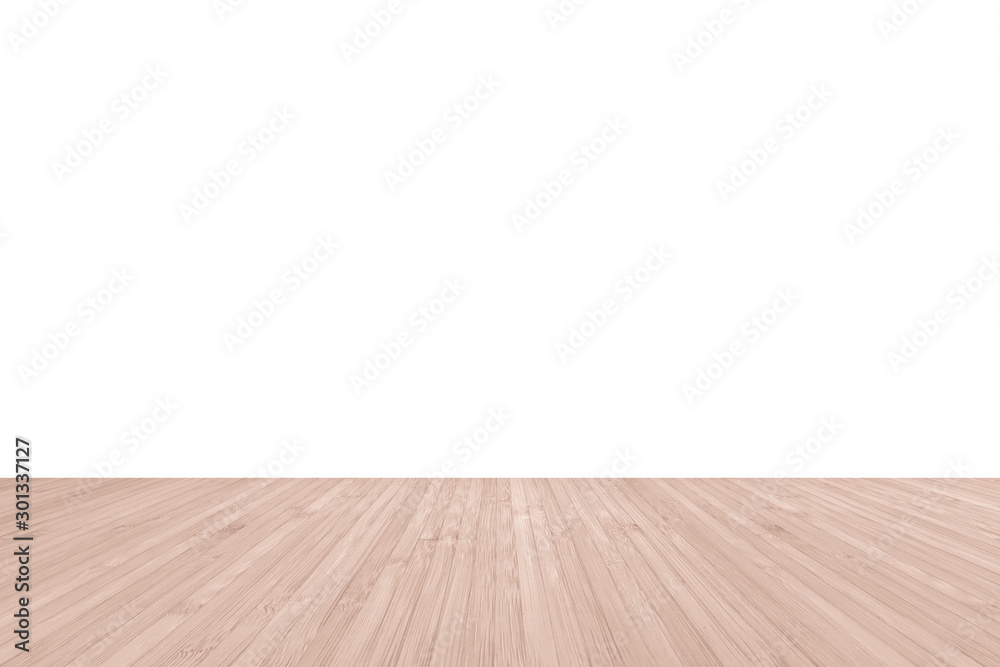 Wood floor in red brown texture with white wall room background Wood floor in red brown texture with white wall room background