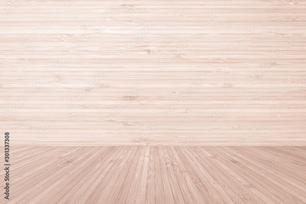 Naklejka premium Bamboo wood texture wall and floor background in cream red brown for interiors