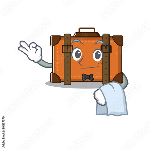 suitcase happy waiter on a with character