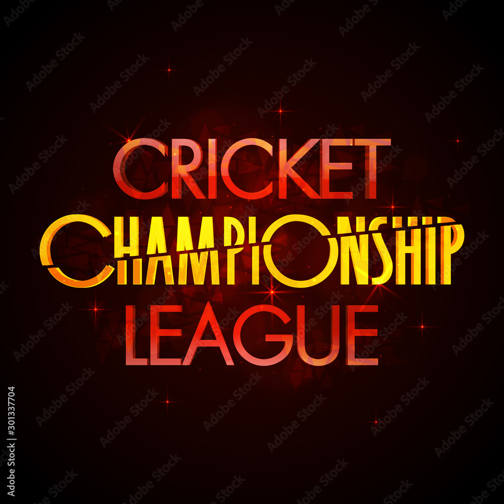 3D glowing Cricket Championship League Text Design.