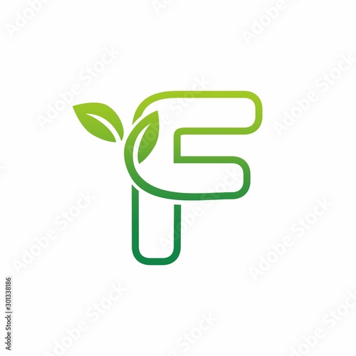 Letter F Leaf Growing Buds, Shoots Logo Vector Icon