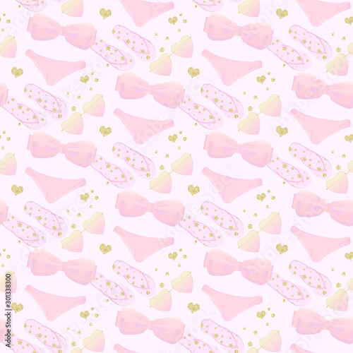 Swimwear and flipflop summer seamless pattern 