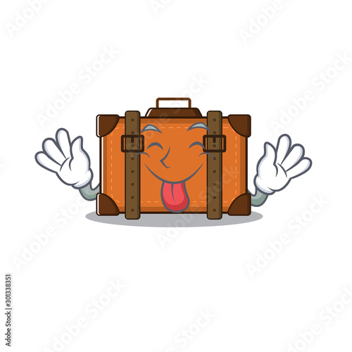 suitcase with in the cartoon tongue out shape