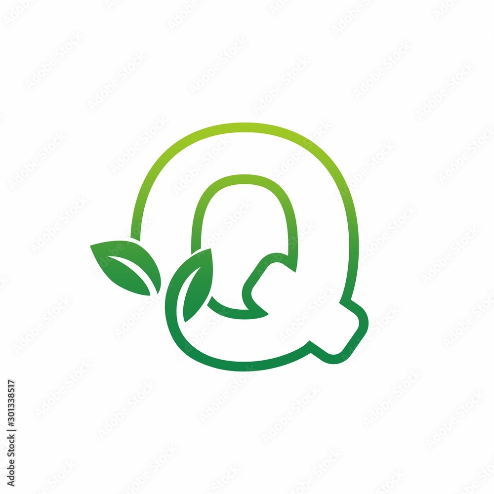 Letter Q Leaf Growing Buds, Shoots Logo Vector Icon Letter Q Leaf Growing Buds, Shoots Logo Vector Icon