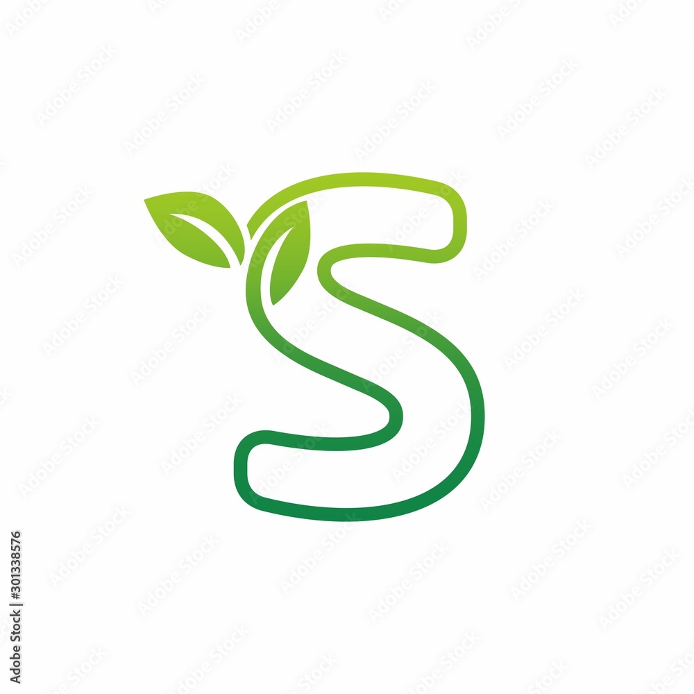 Letter S Leaf Growing Buds, Shoots Logo Vector Icon Letter S Leaf Growing Buds, Shoots Logo Vector Icon
