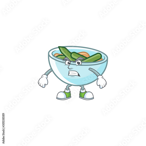 Cartoon green beans casserole in annoyed character