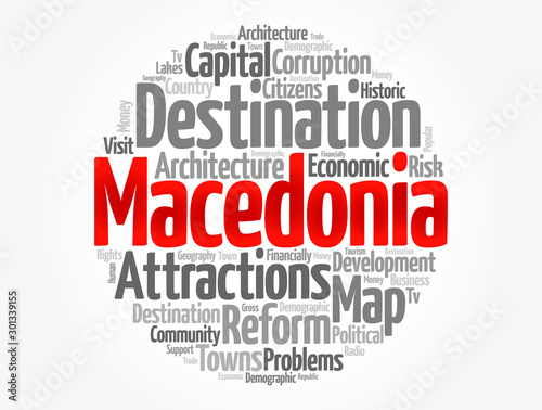 Macedonia word cloud, business and travel concept background