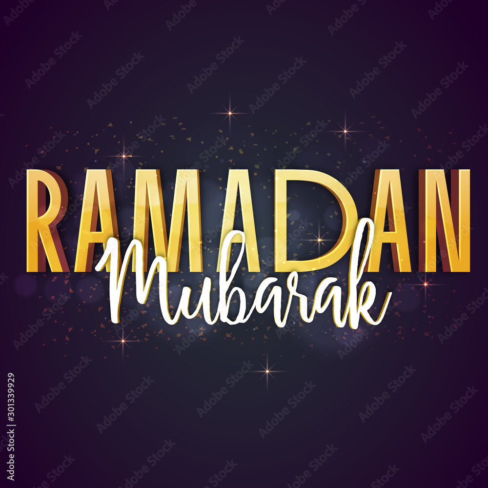 3D Text Ramadan Mubarak for Islamic Holy Month celebration.