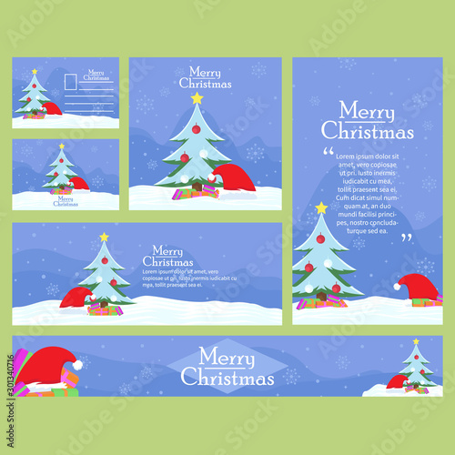 Set of merry christmas modern promotion web banner for social media mobile apps © qohhaar