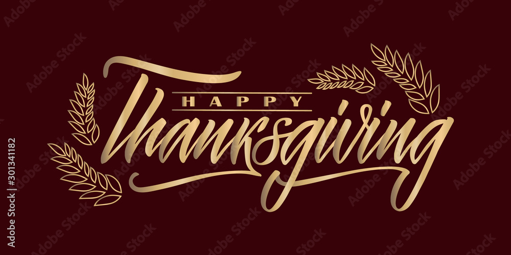 Happy Thanksgiving lettering..Vector typography design, celebration ...