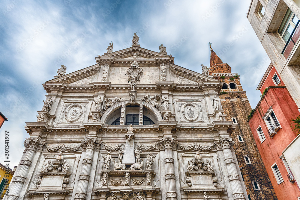 Facade of the Church of San Moise, Venice, Italy
