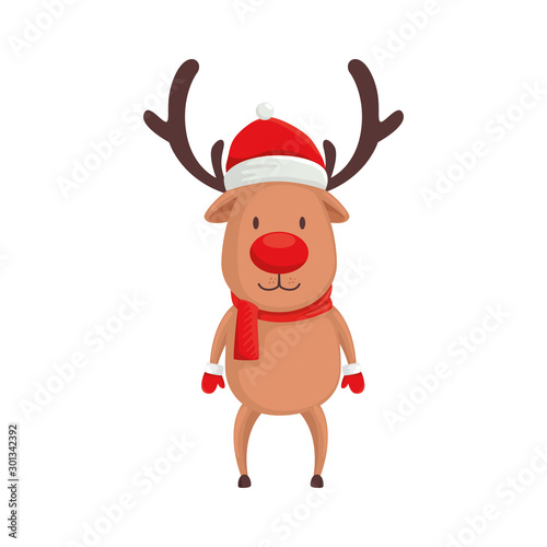 reindeer animal character merry christmas vector illustration design