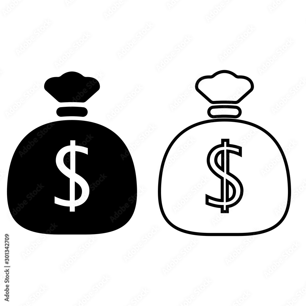 Money Bag vector icon. bank illustratiob symbol or sign. Money Bag vector icon. bank illustratiob symbol or sign.