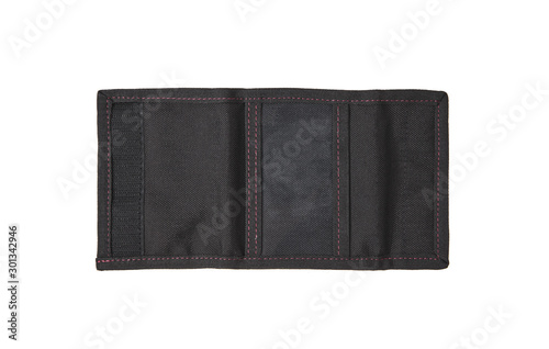 Nylon wallet. Tactical organizer. Black wallet on a white background. Pouch. Isolated on white.