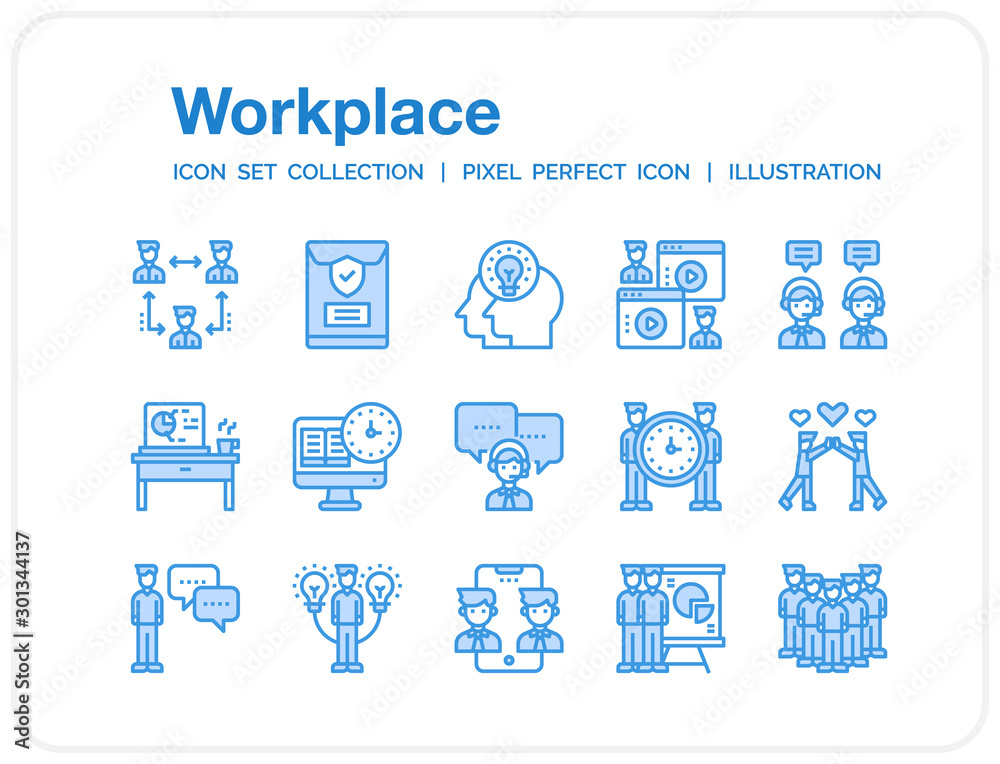 Workplace Icons Set. UI Pixel Perfect Well-crafted Vector Thin Line Icons. The illustrations are a vector. Workplace Icons Set. UI Pixel Perfect Well-crafted Vector Thin Line Icons. The illustrations are a vector.