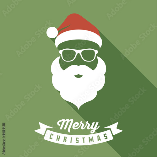 Vector Santa face with hats, mustache and beards. Christmas Santa design elements. Holiday icon	