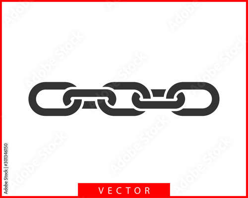 Chain link vector icon. Chainlet element flat design. Concept connection symbol isolated on white background. photo