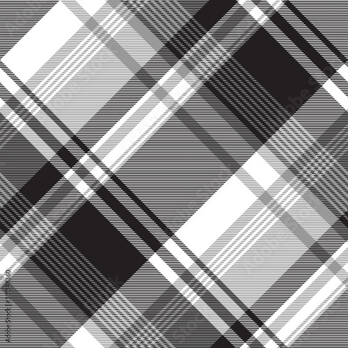 Grayscale black white check plaid seamless pattern
