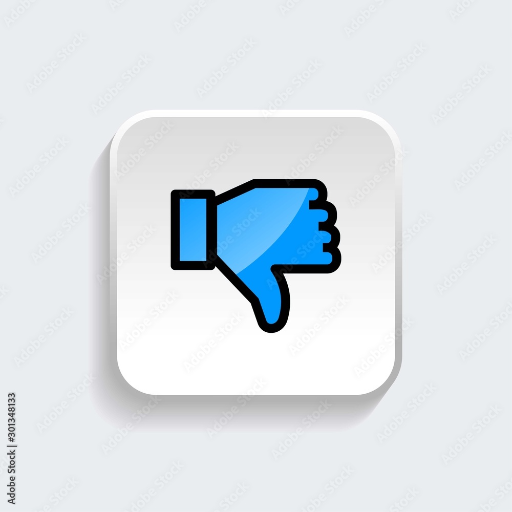 Thumb down icon symbol of dislike with modern flat style icon for web site design, logo, app, UI isolated on white background. Vector illustration Thumb down icon symbol of dislike with modern flat style icon for web site design, logo, app, UI isolated on white background. Vector illustration