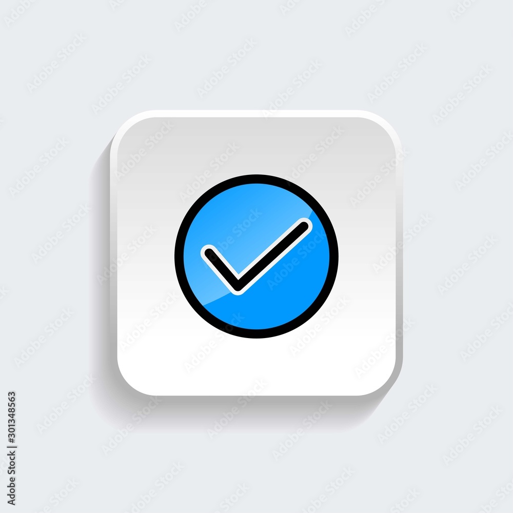 Check mark icon symbol of approved with modern flat style icon for web site design, logo, app, UI isolated on white background. Vector illustration Check mark icon symbol of approved with modern flat style icon for web site design, logo, app, UI isolated on white background. Vector illustration