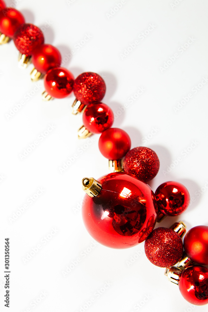 Red christmas balls with tender bokeh Red christmas balls with tender bokeh