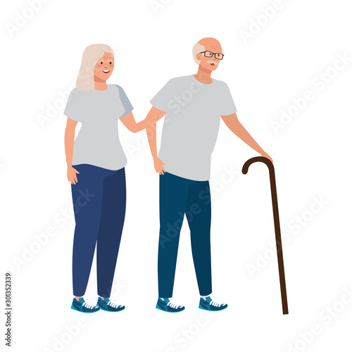 old couple elegant avatar character vector illustration design