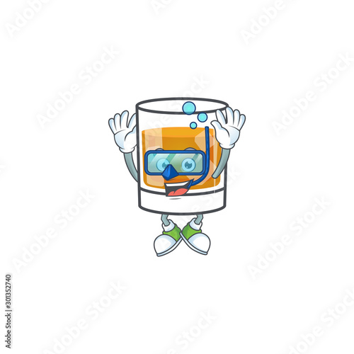 Whiskey in the glass with diving mascot
