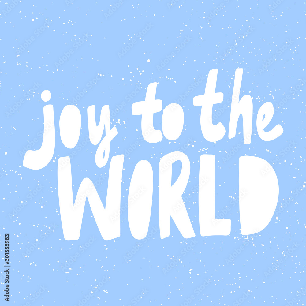 Joy to the world. Christmas and happy New Year vector hand drawn illustration banner with cartoon comic lettering. 
