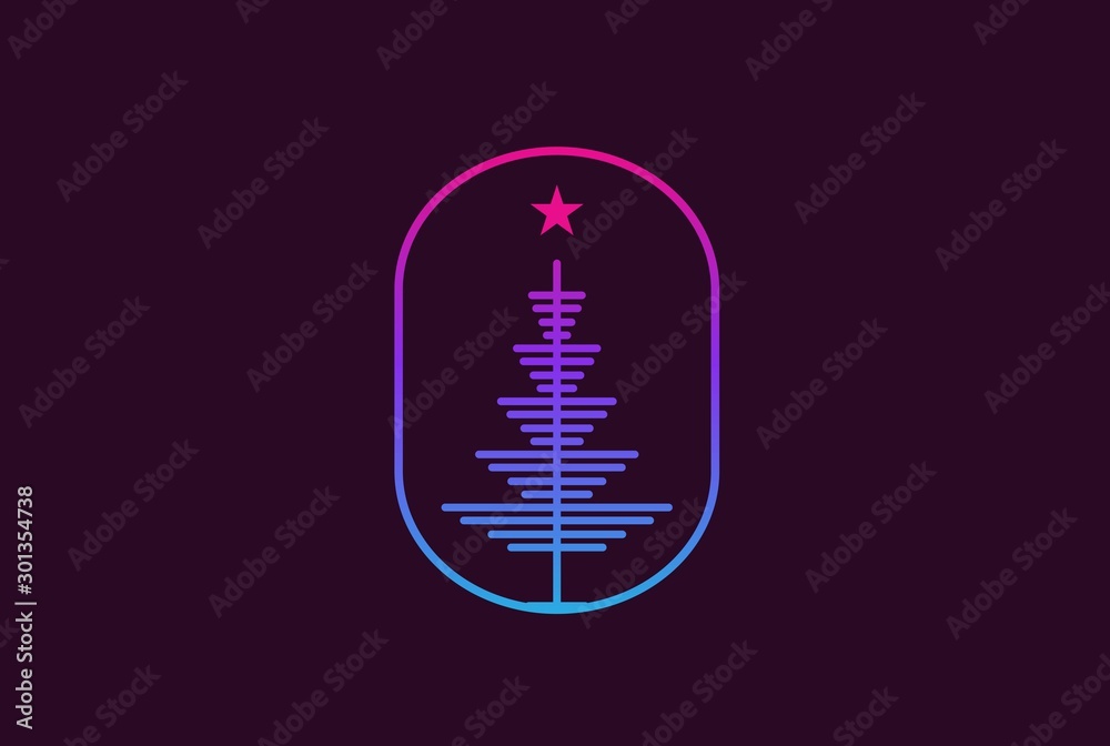 Minimalist modern spruce tree line art logo design vector graphic