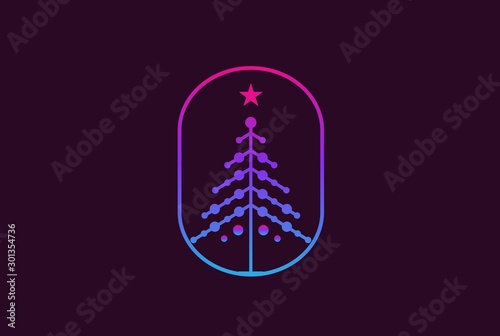 Minimalist modern spruce tree line art logo design vector graphic