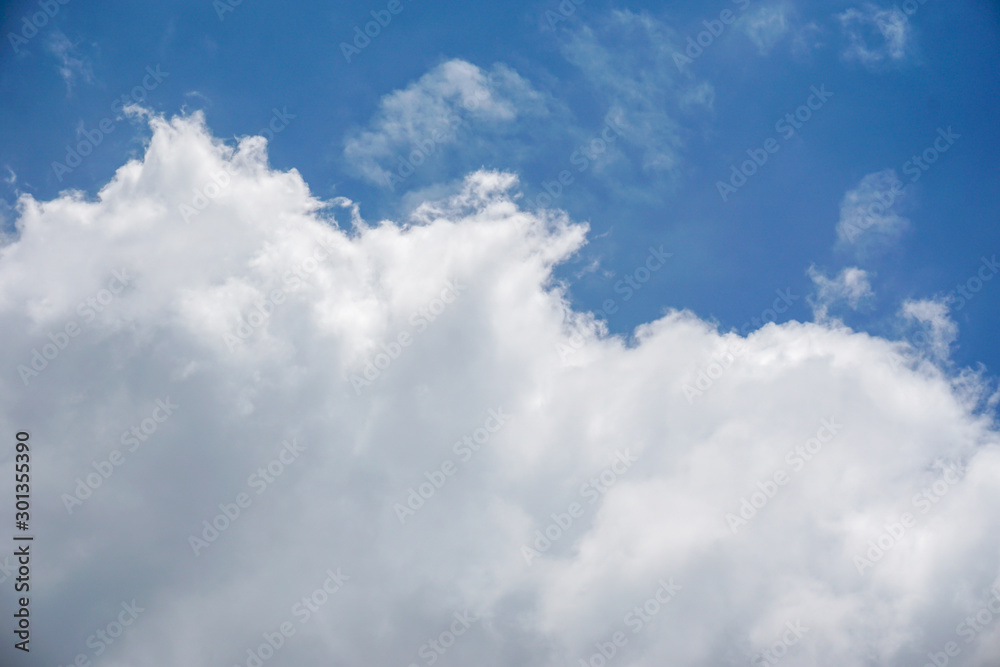 Beautiful blue sky background with clouds,Nature composition, Pure white clouds like cotton wool.