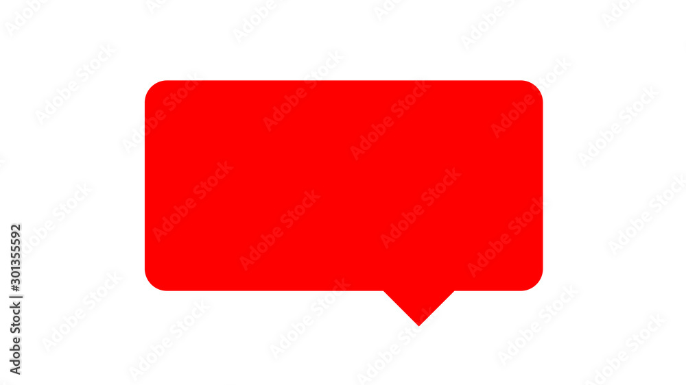 rectangle red for speech bubble simple isolated on white, speech bubble of message, square frame bubble sign for text, empty speech box for infographic dialog talk, template speech frame for banner ad