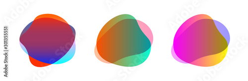 colorful blob shape free from set for background, blob flat geometric simple, liquid stain brush flat blob for label ad copy space, fluid spot template for graphic, simple banner colored gradient wave