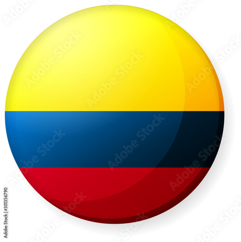Circular country flag icon illustration ( button badge ) / Colombia