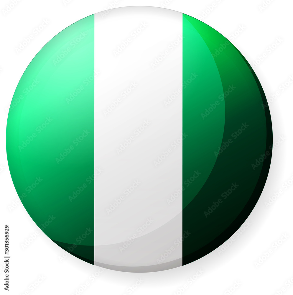 Circular country flag icon illustration ( button badge ) / Nigeria